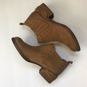 Naughty Monkey | Camel & Gold Studded Booties 8.5